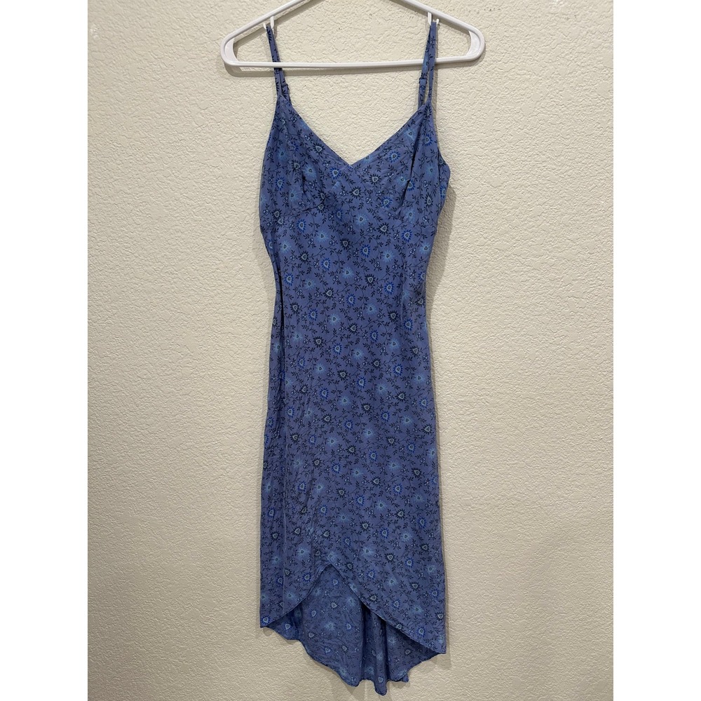 Y2K Express World Brand 100% Silk Floral Slip Dress High Low Tulip Hem Size 1/2